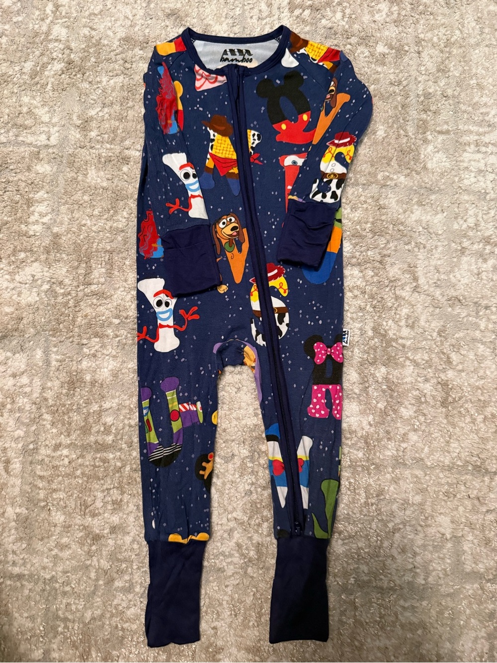 Bamboo Navy Kids Alphabet & Animal Footed One-Piece Pajama footie size 6/12M